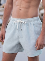 Blue Stripe Seersucker Swim Shorts - Image 1 of 10
