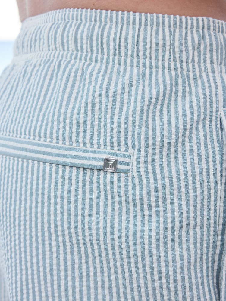 Blue Stripe Seersucker Swim Shorts - Image 8 of 10