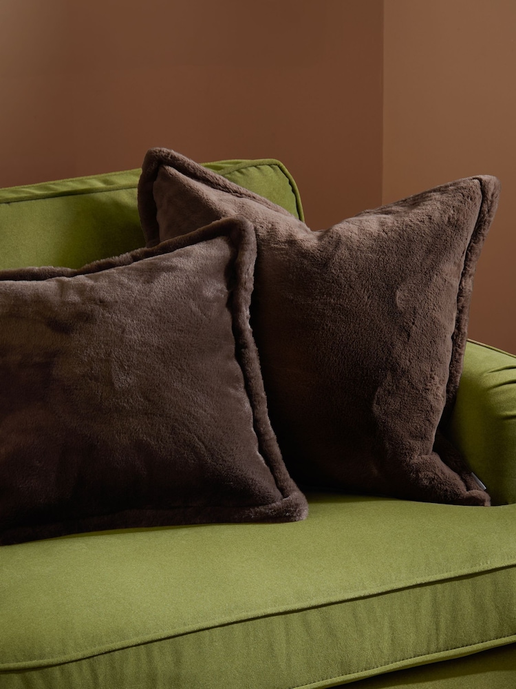 Furn Chocolate Kallu Faux Fur 30 x 40cm Cushion - Image 2 of 6 Furn Chocolate Kallu Faux Fur 30 x 40cm Cushion - Image 2 of 6