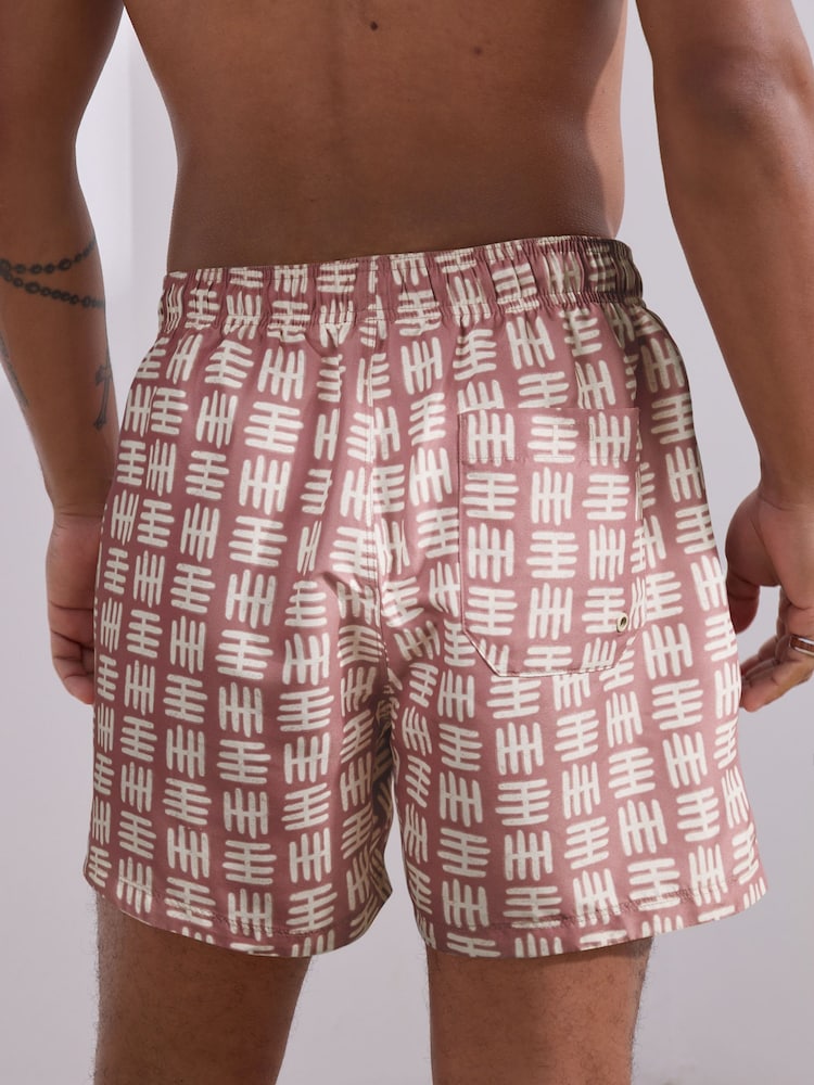 Pink Geometric Printed Swim Shorts - Image 3 of 10