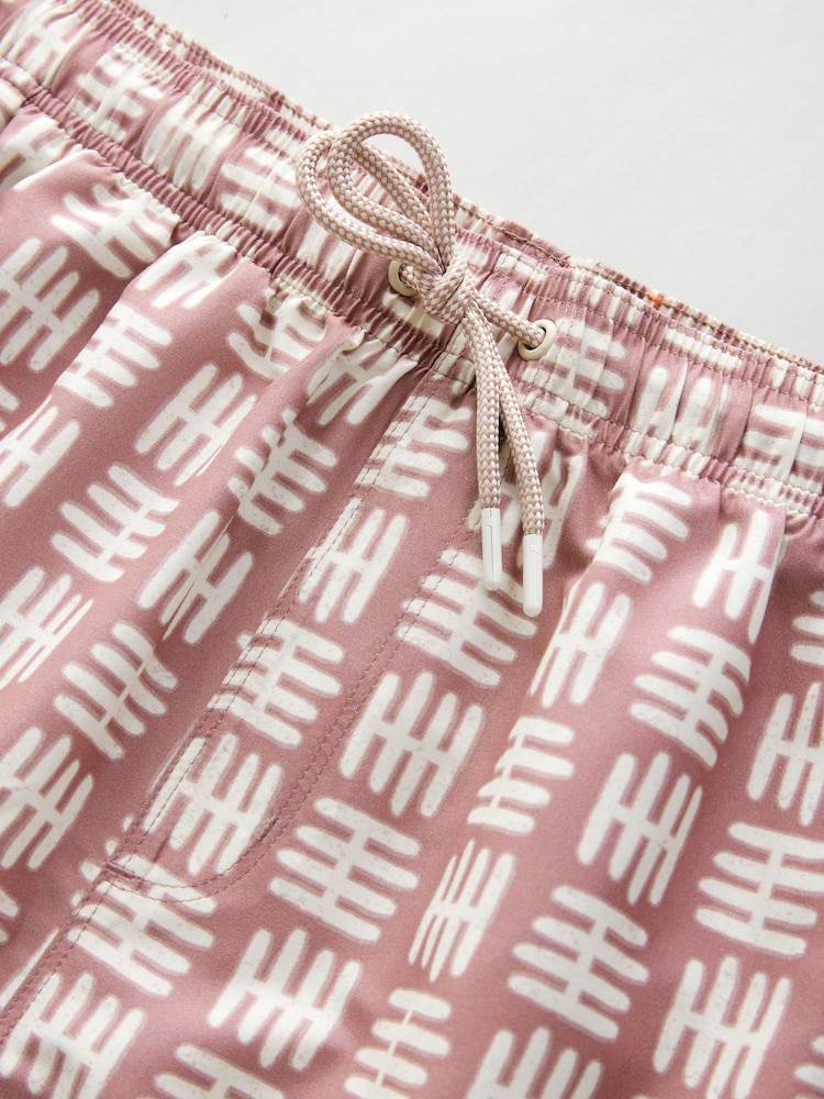 Pink Geometric Printed Swim Shorts - Image 8 of 10