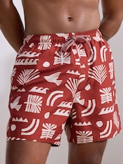 Rust Red Printed Swim Shorts - Image 1 of 8