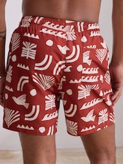 Rust Red Printed Swim Shorts - Image 3 of 8