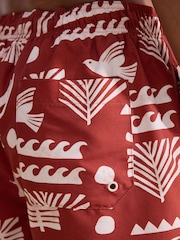 Rust Red Printed Swim Shorts - Image 5 of 8