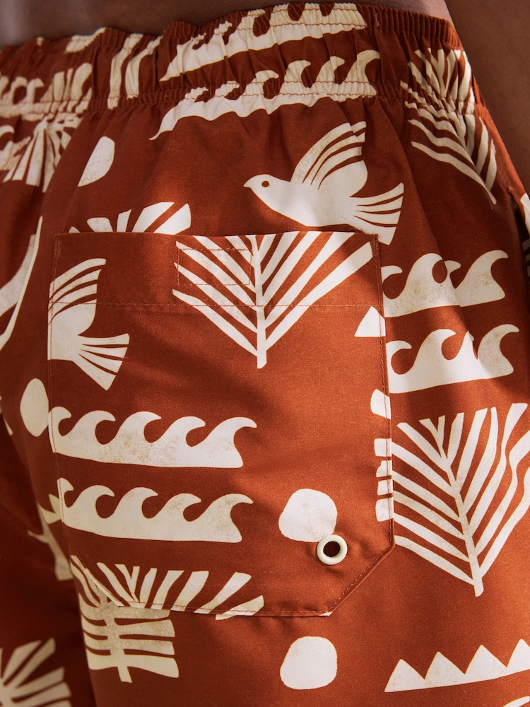 Rust Red Printed Swim Shorts - Image 5 of 8