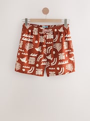 Rust Red Printed Swim Shorts - Image 6 of 8