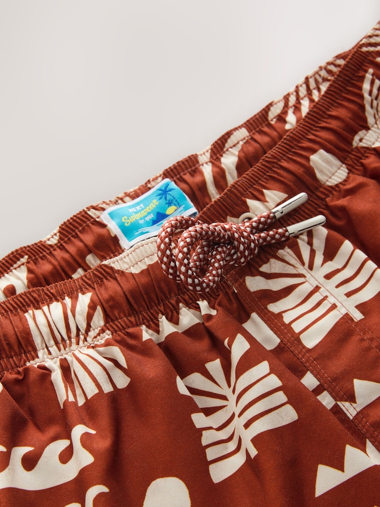 Rust Red Printed Swim Shorts - Image 8 of 8