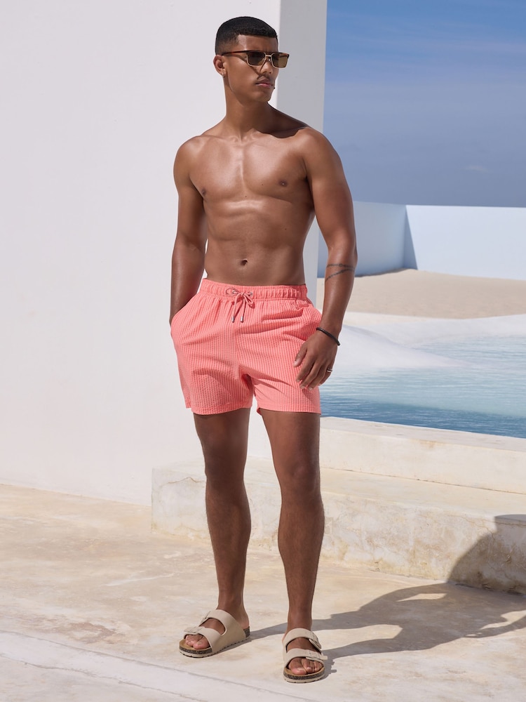 Pink Stripe Seersucker Swim Shorts - Image 2 of 7