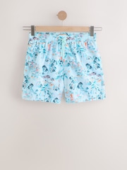 Light Blue Hawaiian Printed Swim Shorts - Image 6 of 8