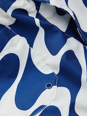 Navy Blue Wave Printed Swim Shorts - Image 9 of 9