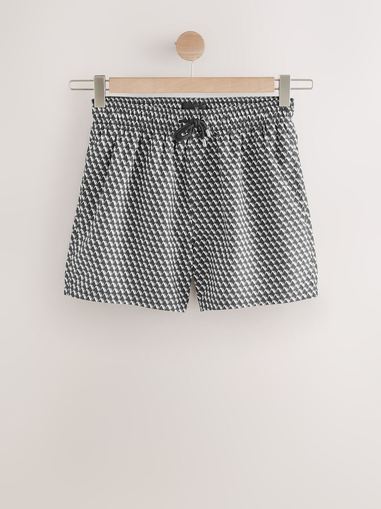 Black Geometric Printed Swim Shorts - Image 6 of 8