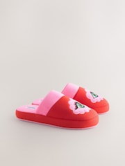 Eleanor Bowmer Red/Pink Eye Embroidered Mule Slippers - Image 5 of 8