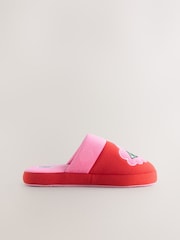 Eleanor Bowmer Red/Pink Eye Embroidered Mule Slippers - Image 6 of 8