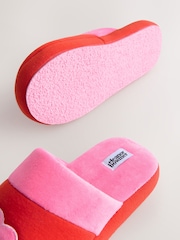 Eleanor Bowmer Red/Pink Eye Embroidered Mule Slippers - Image 8 of 8