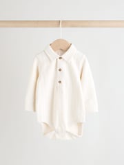 Blue/White Baby Jersey Collar 100% Cotton Bodysuits 2 Pack - Image 2 of 10