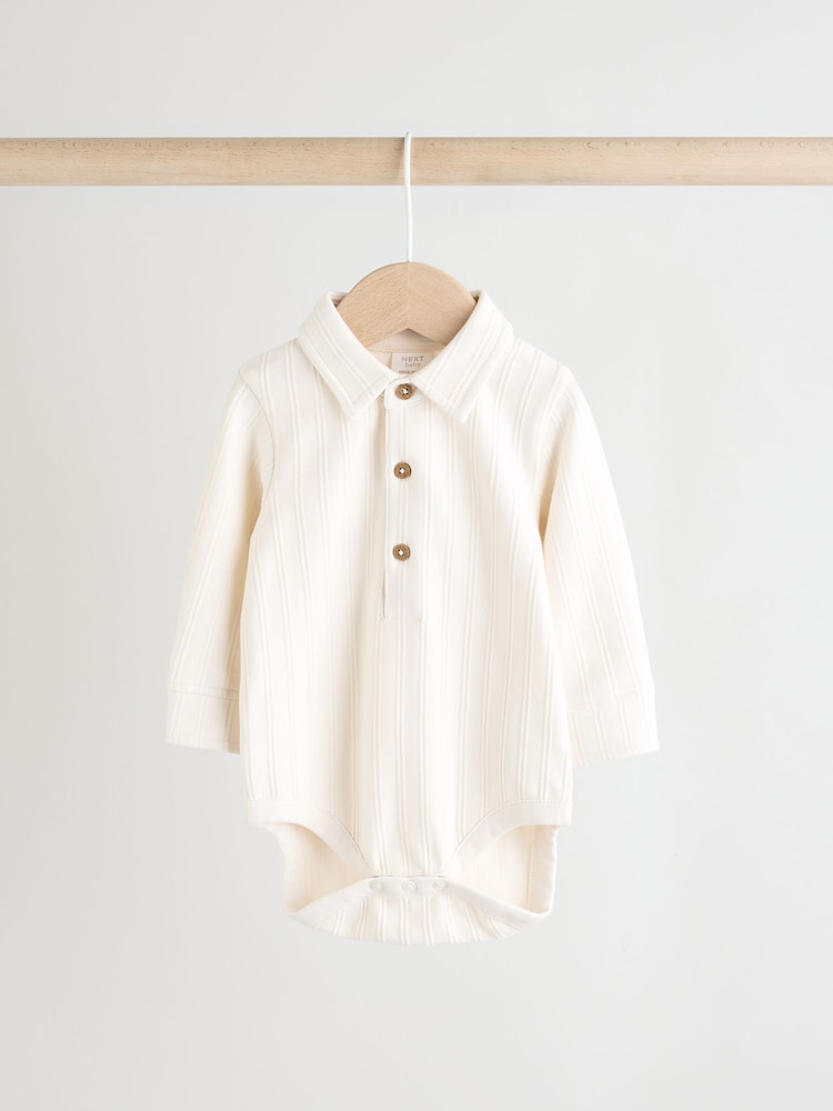 Blue/White Baby Jersey Collar 100% Cotton Bodysuits 2 Pack - Image 2 of 10