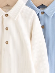 Blue/White Baby Jersey Collar 100% Cotton Bodysuits 2 Pack - Image 6 of 10
