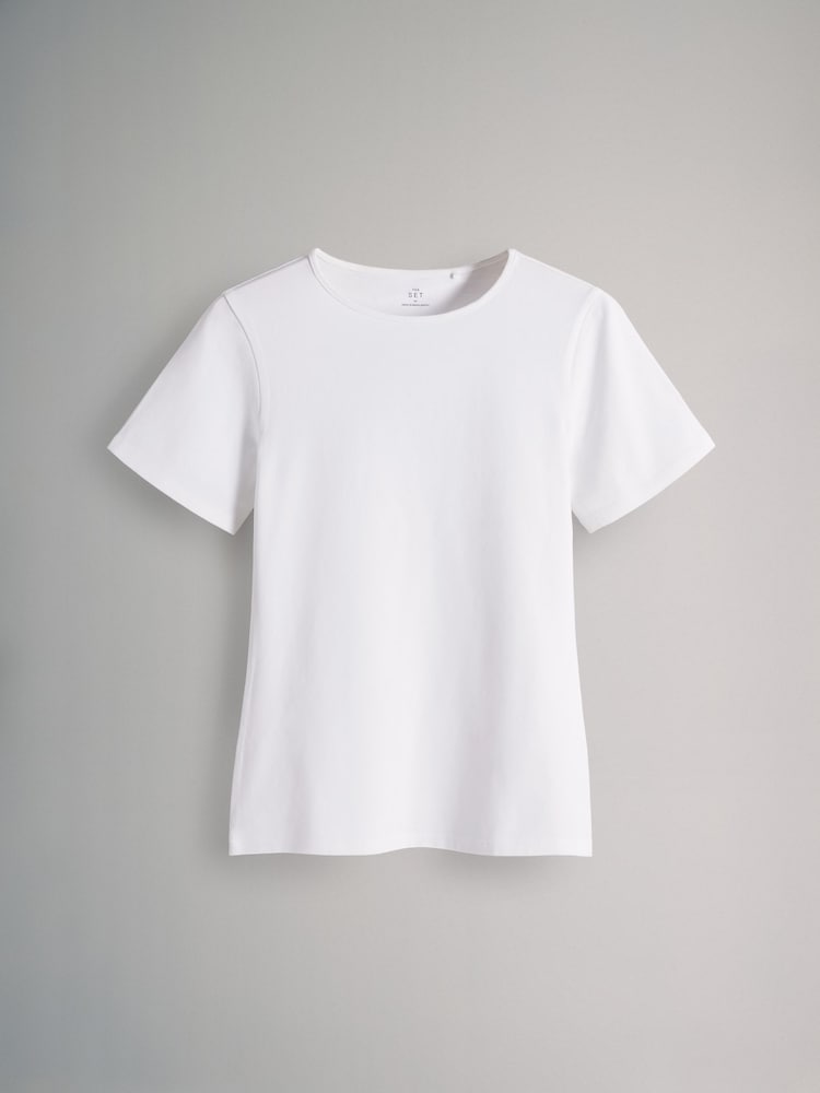 Noir/marron/neutre/nude/blanc - The Set 5 Pack T-Shirts à manches courtes avec col ras du cou ajusté - Image 11 of 13