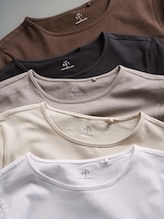 The Set Black/Brown/Neutral/Nude/White 5 Pack Short Sleeve Fitted Crew Neck T-Shirts - Image 12 of 13