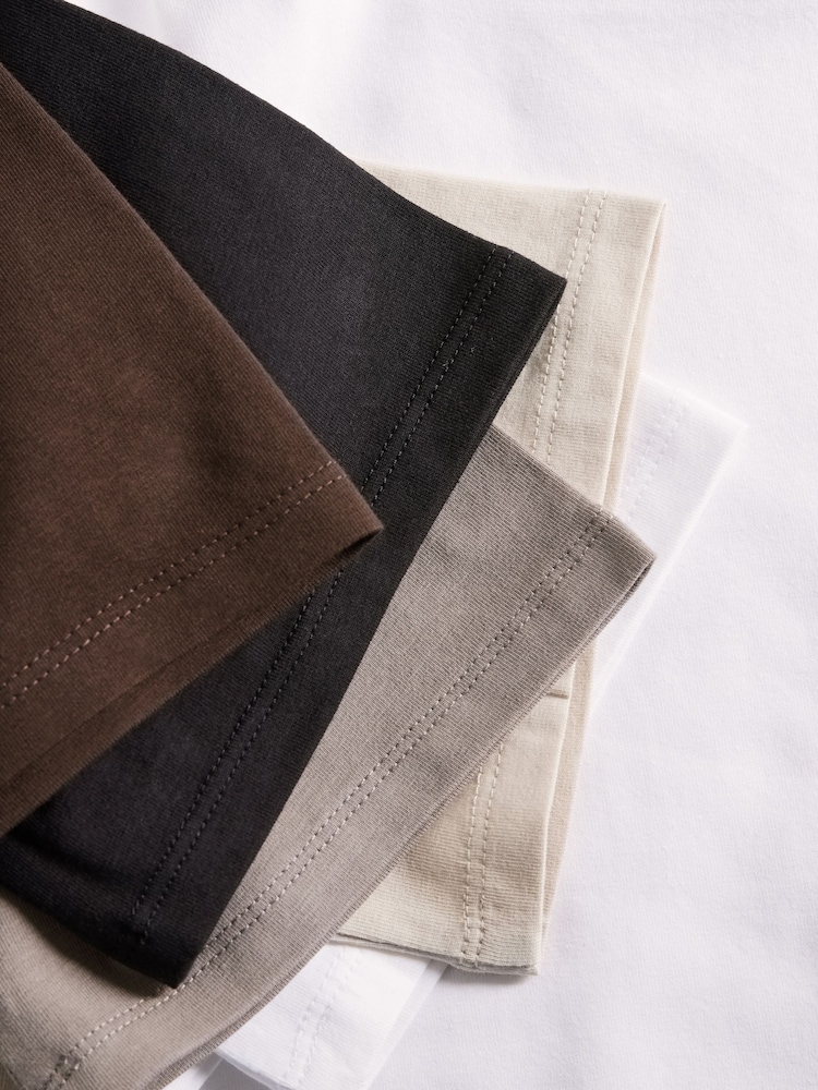 The Set Black/Brown/Neutral/Nude/White 5 Pack Short Sleeve Fitted Crew Neck T-Shirts - Image 13 of 13