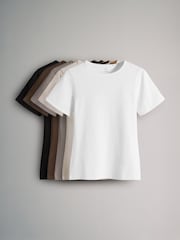 The Set Black/Brown/Neutral/Nude/White 5 Pack Short Sleeve Fitted Crew Neck T-Shirts - Image 2 of 13