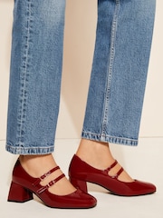 Friends Like These Red Standard Fit Low Block Heel Double Strap Mary Jane Court Shoes - Image 2 of 5
