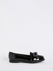 Friends Like These Black Flat Comfort Bow Faux Leather Patent Loafers - Image 2 of 4