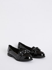 Friends Like These Black Flat Comfort Bow Faux Leather Patent Loafers - Image 4 of 4