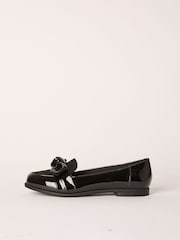 Friends Like These Black Standard Fit Comfort Bow Faux Leather Patent Loafers - Image 5 of 5