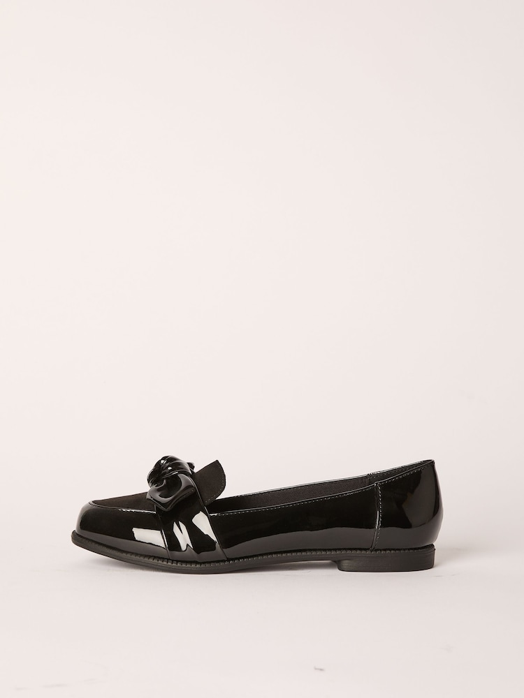Friends Like These Black Standard Fit Comfort Bow Faux Leather Patent Loafers - Image 5 of 5 Friends Like These Black Standard Fit Comfort Bow Faux Leather Patent Loafers - Image 5 of 5