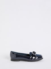 Friends Like These Navy Flat Comfort Bow Faux Leather Patent Loafers - Image 2 of 4