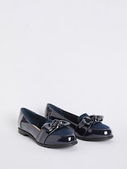 Friends Like These Navy Flat Comfort Bow Faux Leather Patent Loafers - Image 3 of 4
