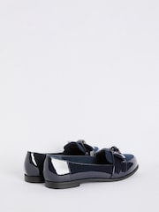 Friends Like These Navy Flat Comfort Bow Faux Leather Patent Loafers - Image 4 of 4