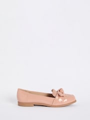 Friends Like These Nude Flat Comfort Bow Faux Leather Patent Loafers - Image 2 of 4