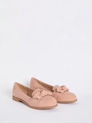 Friends Like These Nude Flat Comfort Bow Faux Leather Patent Loafers - Image 3 of 4