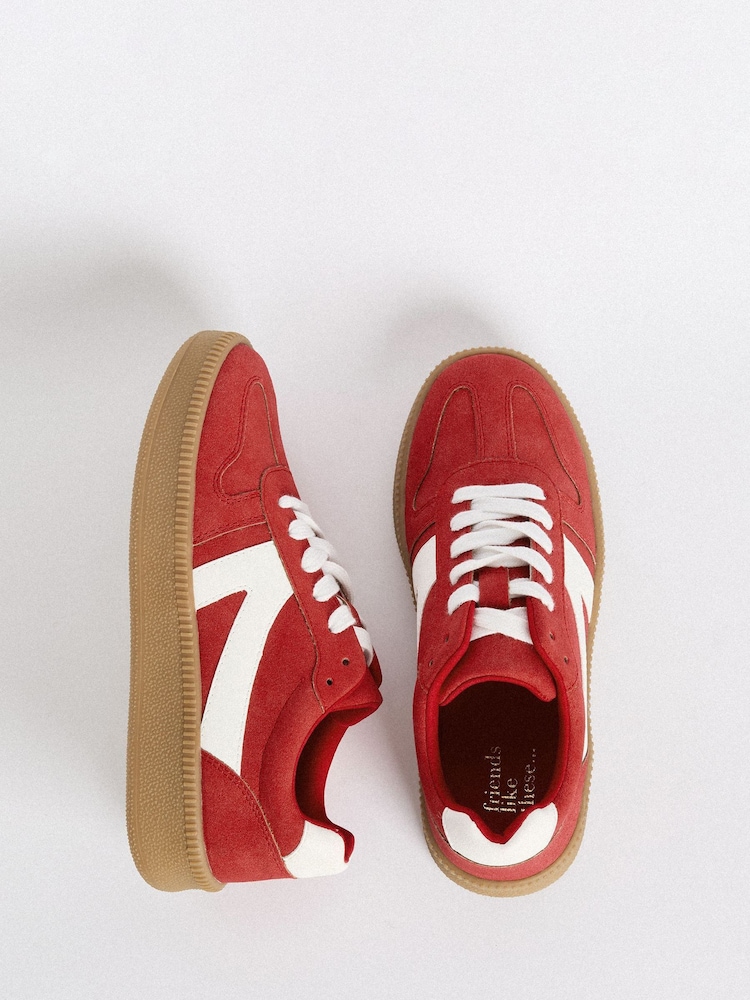 Friends Like These Red Lace-Up Retro Gumsole Sports Trainers - Image 1 of 4