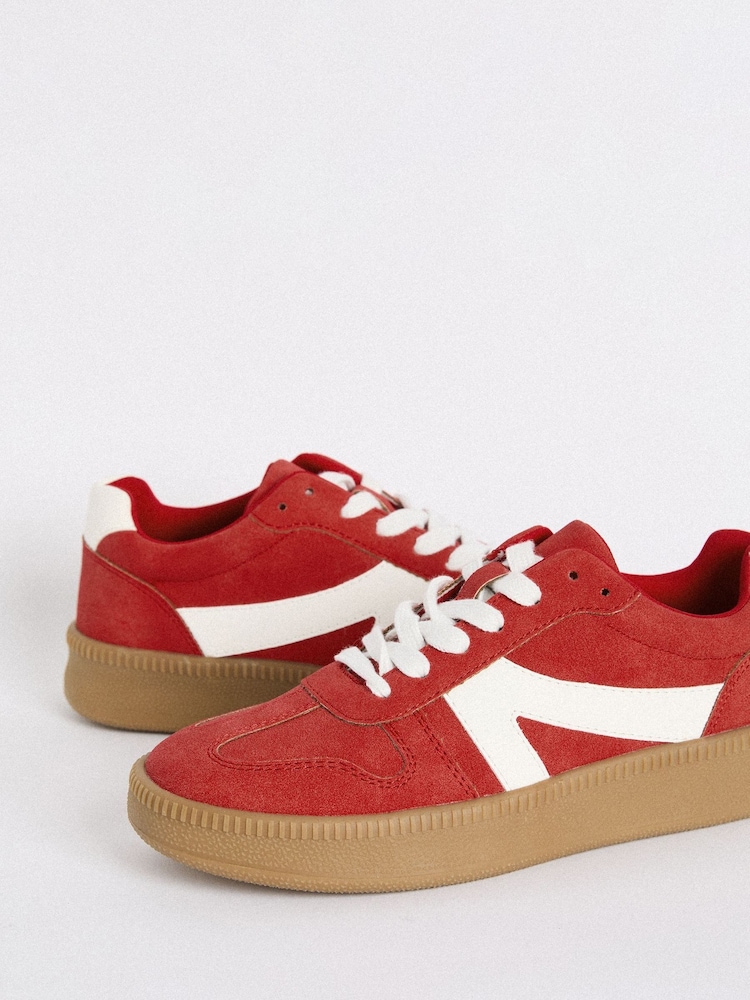 Friends Like These Red Lace-Up Retro Gumsole Sports Trainers - Image 2 of 4