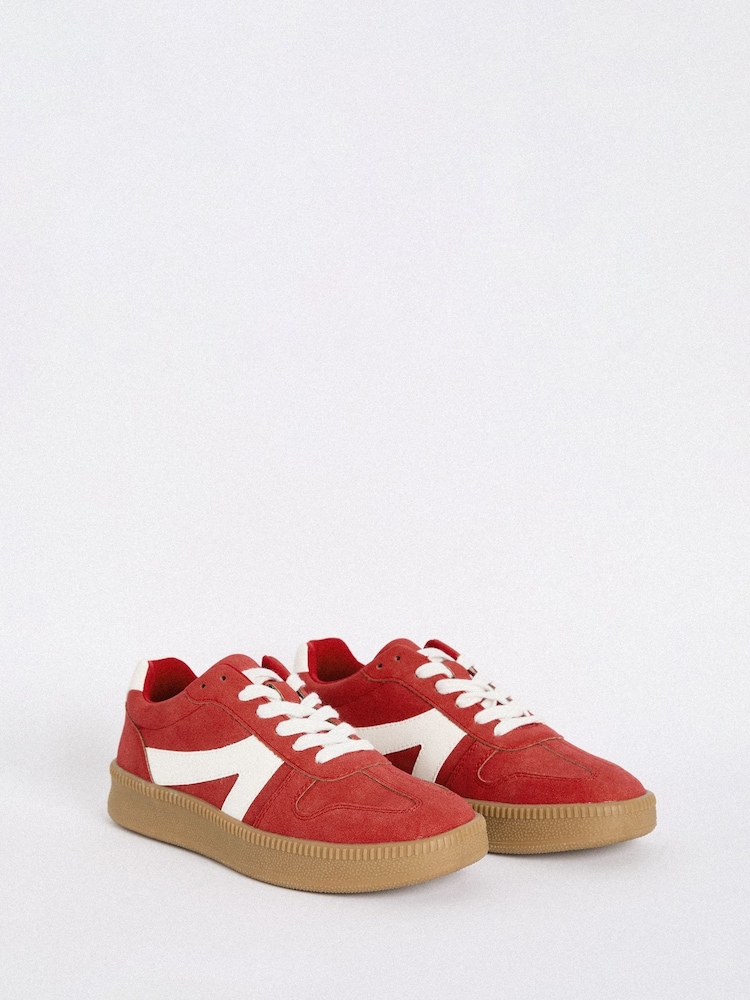 Friends Like These Red Lace-Up Retro Gumsole Sports Trainers - Image 3 of 4