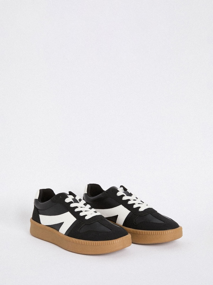 Friends Like These Black Lace-Up Retro Gumsole Sports Trainers - Image 3 of 4
