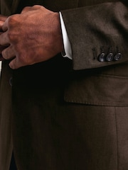 Charles Tyrwhitt Chocolate Brown Slim Fit Linen Suit Jacket - Image 10 of 10