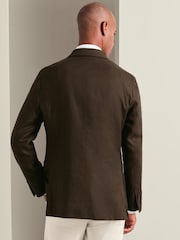 Charles Tyrwhitt Chocolate Brown Slim Fit Linen Suit Jacket - Image 3 of 10