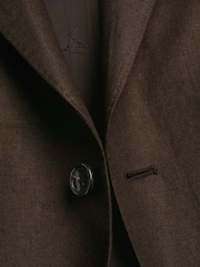 Charles Tyrwhitt Chocolate Brown Slim Fit Linen Suit Jacket - Image 9 of 10