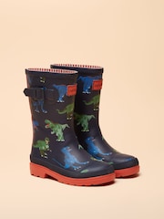 Joules Kids' Navy & Red Dinosaur Printed Wellies - Image 1 of 6