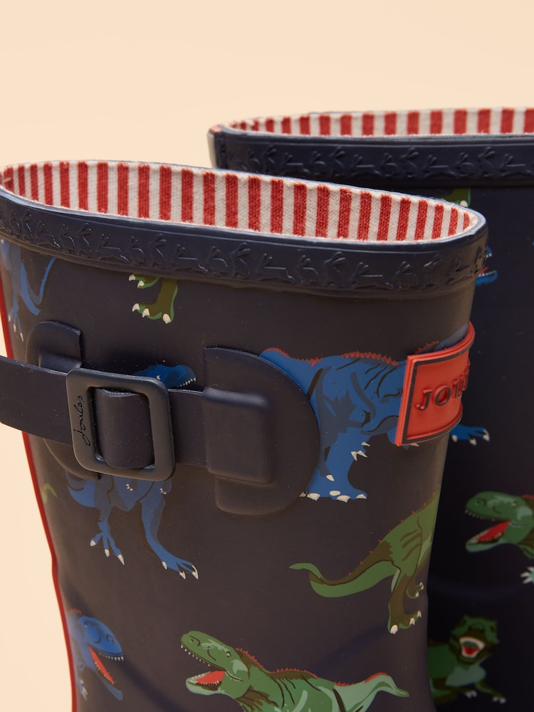 Joules Kids' Navy & Red Dinosaur Printed Wellies - Image 6 of 6