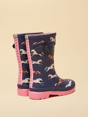 Joules Kids' Navy & Pink Horse Printed Wellies - Image 3 of 6
