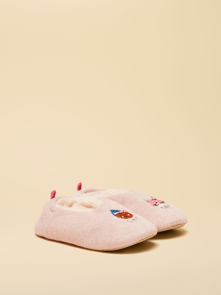 Joules Kids Slippet Pink Embroidered Slipper - Image 1 of 6 Joules Kids Slippet Pink Embroidered Slipper - Image 1 of 6