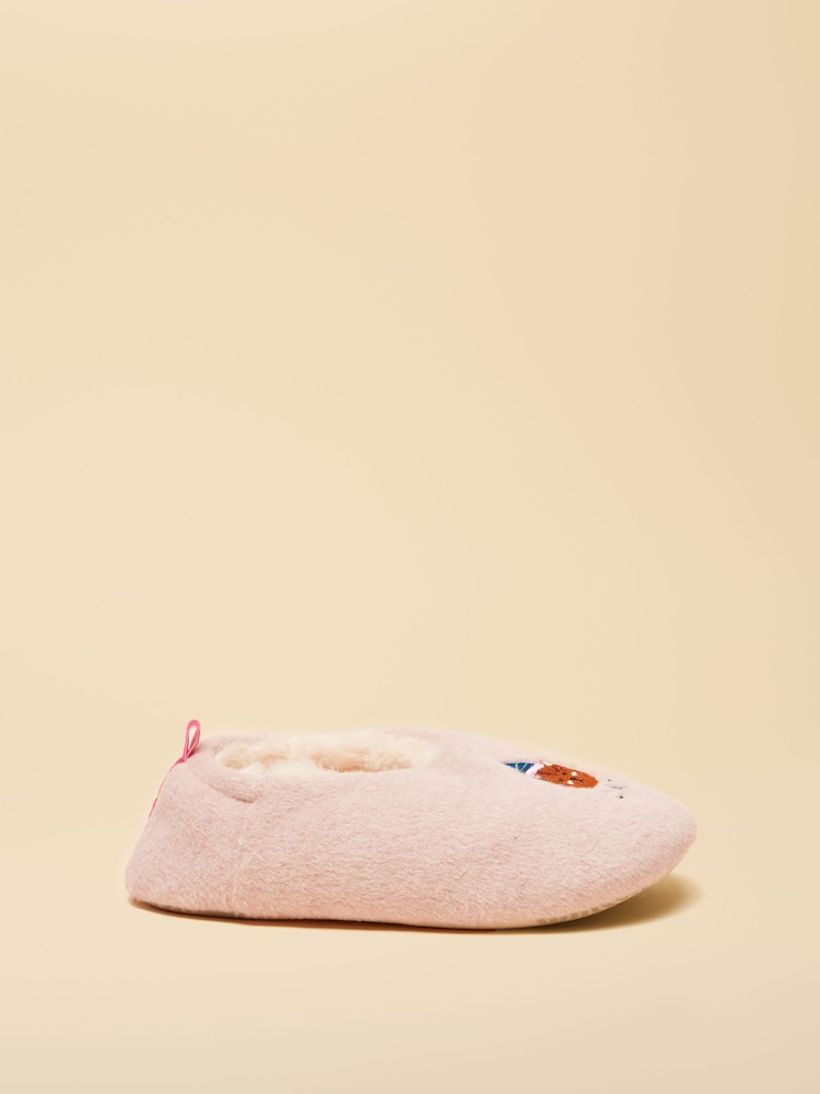 Joules Kids Slippet Pink Embroidered Slipper - Image 2 of 6 Joules Kids Slippet Pink Embroidered Slipper - Image 2 of 6