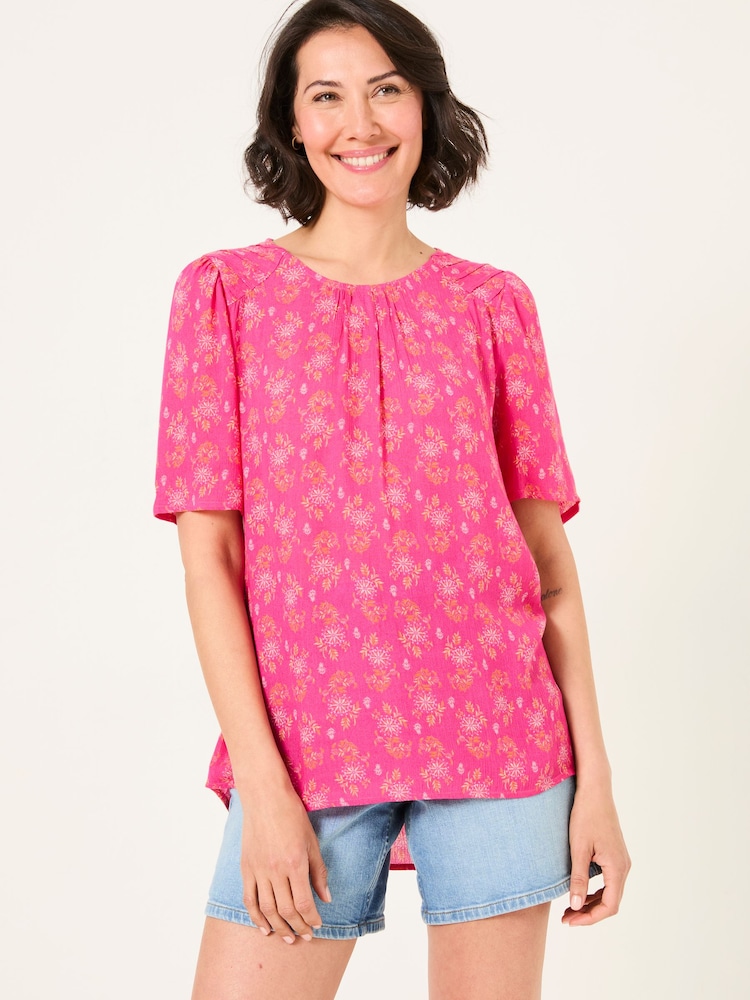 FatFace Lyndy Mid Pink Floral Block Blouse - Image 1 of 5