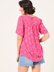 FatFace Lyndy Mid Pink Floral Block Blouse - Image 2 of 5