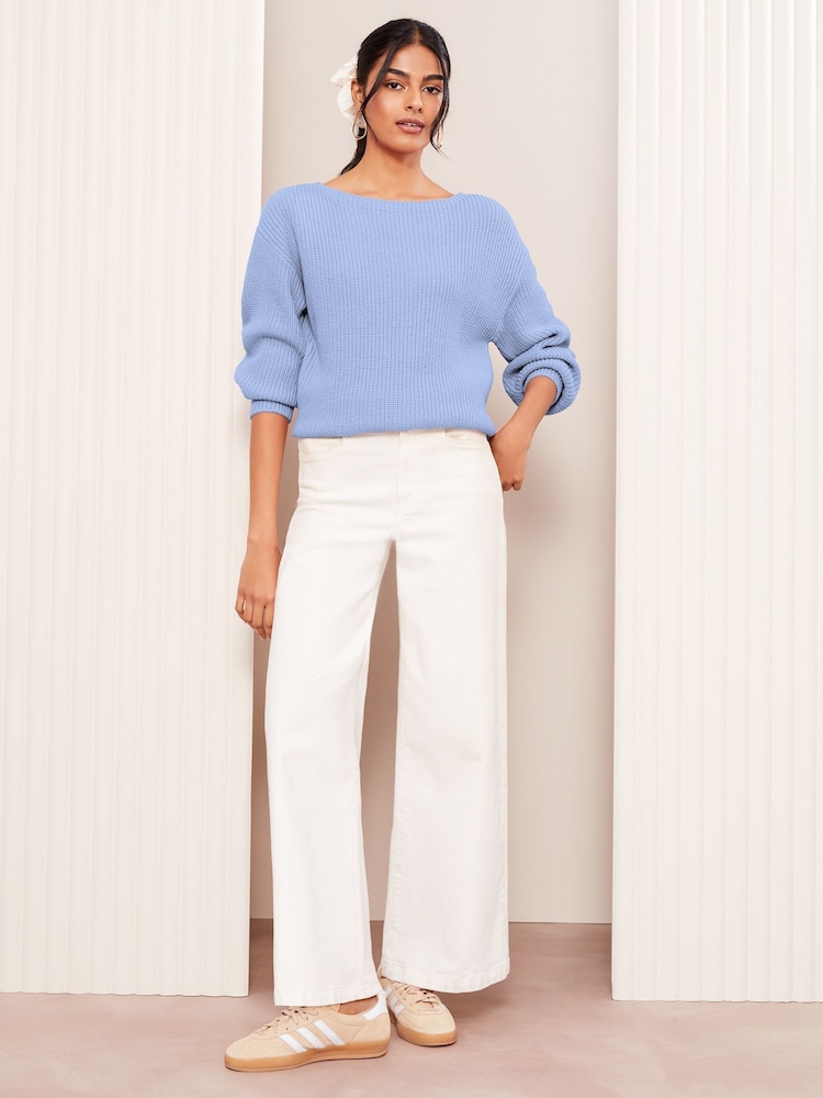 Friends Like These Blue Off The Shoulder Jumper - Image 2 of 4 Friends Like These Blue Off The Shoulder Jumper - Image 2 of 4